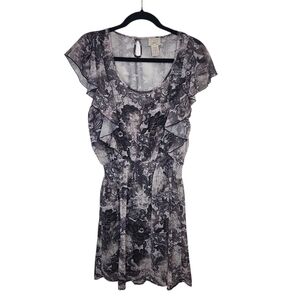 Eyelash Couture Women's Black/White Floral Patterned Tiered Fabric Dress Size M